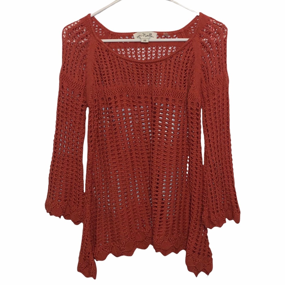 Simply Noelle Rust Orange Crocheted Sweater S/M
